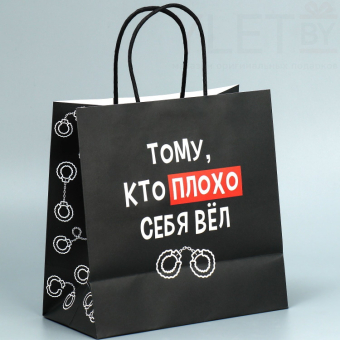 Пакет подарочный крафтовый Плохо, 22 х 22 х 11 см