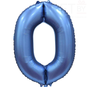 Шар (34''/86 см) Цифра, 0, Синий сатин