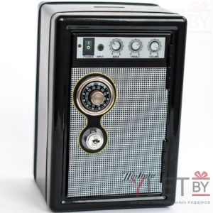 Копилка сейф с ключом Магнитофон черная