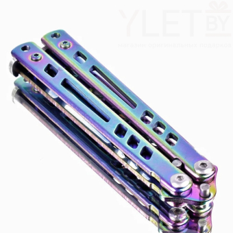 Нож бабочка тренировочный Хамелеон с прорезями