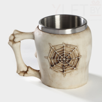 Кружка «Череп, скелет», 400 мл, цвет бежевый (металл внутри)