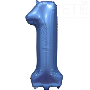 Шар (34''/86 см) Цифра, 1, Синий сатин