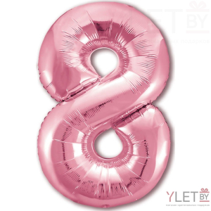Шар (40''/102 см) Цифра, 8 Slim, Розовый фламинго