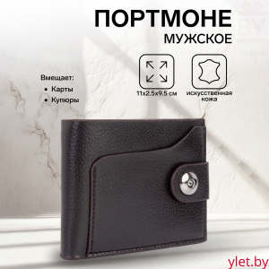 Портмоне мужское "Престиж" на магните, отдел для купюр, для карт, для монет, цвет коричневый