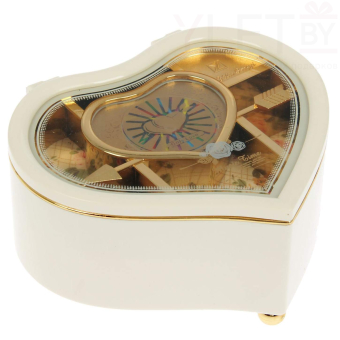 Шкатулка музыкальная с танцующей балериной Сердце белое механическая