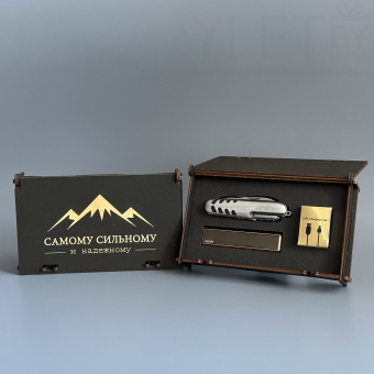 Подарочный набор "Самому сильному и надежному" горы (мультитул, USB зажигалка Ciger, зарядный кабель)