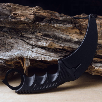 Нож керамбит нескладной с ножнами и шнурком черный