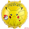 Шар (18''/46 см) Круг, Персонаж Аниме желтый. Пикачу
