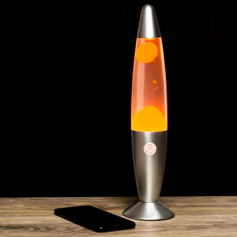 Лава лампа с воском в сером корпусе 42 см Оранжевая