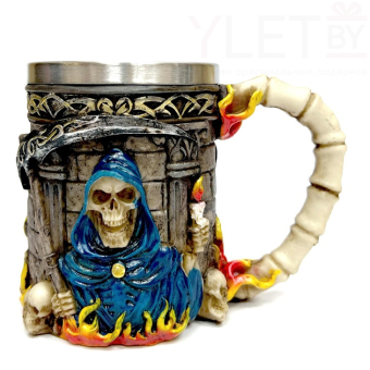 Кружка металлическая Скелет в синем плаще