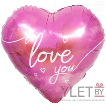 Шар (18''/46)  Сердце, Люблю тебя (парящие сердца), Розовый