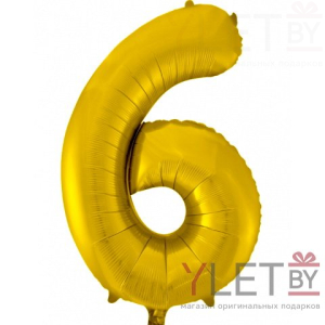 Шар (34''/86 см) Цифра, 6, Золото