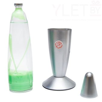 Лава лампа с воском в сером корпусе 42 см Зеленая