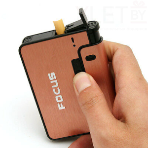 Портсигар+зажигалка Focus (бронза)