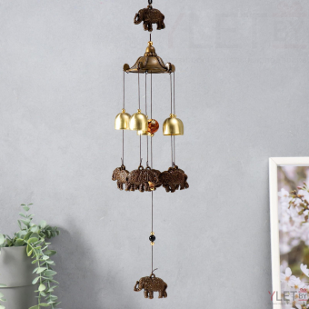 Музыка ветра металл, пластик "Слон" 5 колокольчиков 42 см