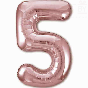 Шар (40''/102 см) Цифра, 5, Розовое Золото
