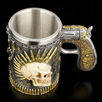 Кружка металлическая Скелет с пистолетом