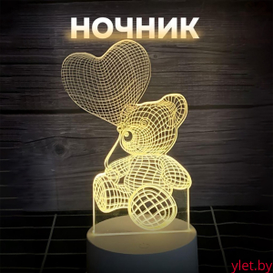 Ночник "Bear and balloon" LED, USB (9х19 см)
