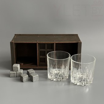 Набор для виски Premium “ Лучшему из лучших ” (2 стакана + 6 камней + 2 подставки )
