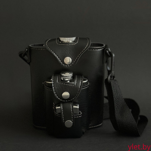 Набор походный 4 предмета черный (фляжка 530 мл, фляжка 120 мл, зажигалка бензиновая, ремень для переноски)