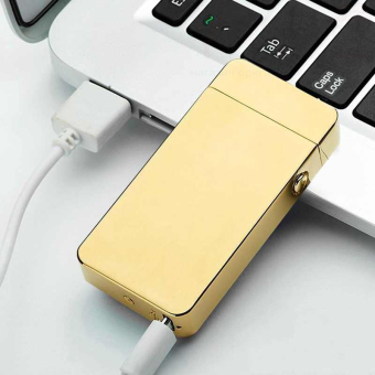 Импульсная зажигалка двойная  Lighter золотая