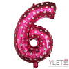 Шар (40″/102 см) Цифра, 6 Сердечки, розовый