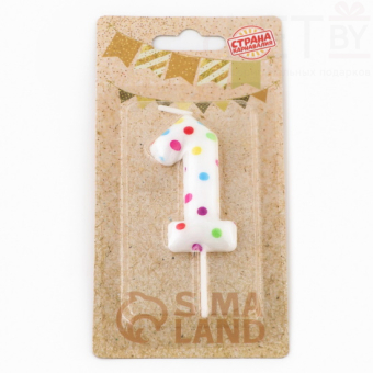 Свеча в торт ‎Цветное конфетти, Цифра 1