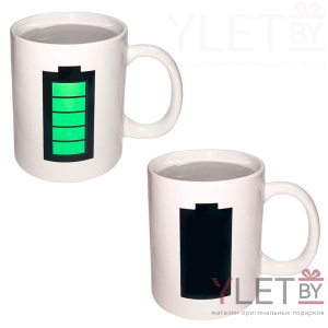 Кружка хамелеон Батарейка зарядка Белая