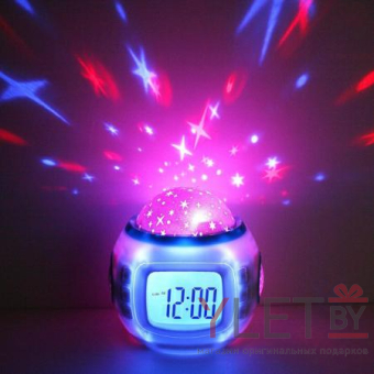 Часы будильник музыкальные с проектором звездного неба