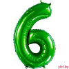 Шар (34''/86 см) Цифра, 6, Slim, Зеленый