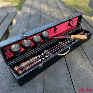 Набор с шампурами для шашлыка в чемодане Алтай, 9 предметов