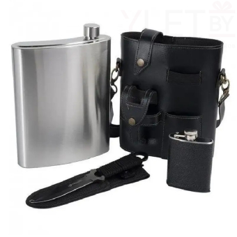 Набор походный. Фляжка 1.4 литра, фляжка 120 мл, нож, сумка для переноски