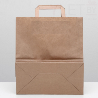 Пакет крафт без печати, плоская ручка 28 х 15 х 32 см