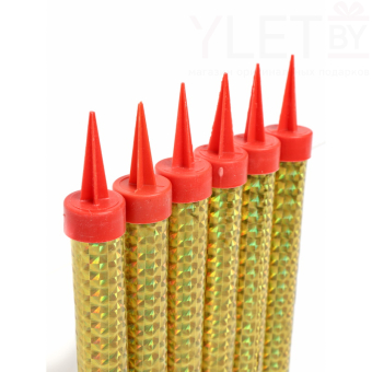 Свеча Фонтан для торта, Золото, 12 см, 1 шт