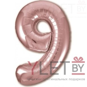 Шар (40''/102 см) Цифра 9, Розовое золото