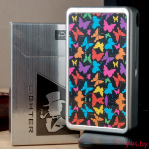 Портсигар металлический с USB зажигалкой 44-92