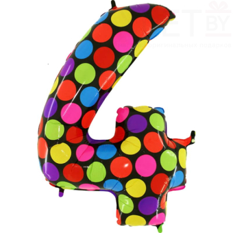 Шар (40"/102 см) Цифра, 4, Супер яркий