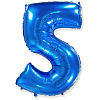 Шар (40"/ 102 см) Цифра, 5, Синий