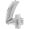 Шар (40''/102 см) Цифра, 4, Серебро