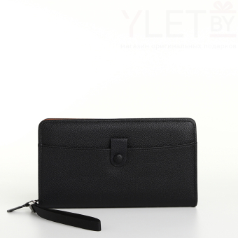 Портмоне-клатч мужской "Капитал" на молнии, с ручкой, наружный карман, цвет чёрный