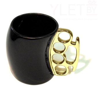 Кружка "Кастет" черная с серебристой ручкой