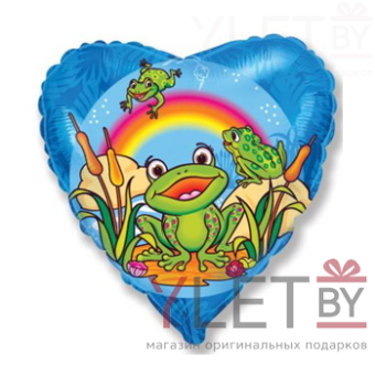 Шар (18''/46 см) Сердце, Веселые лягушата