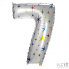 Шар (42″/107 см) Цифра, 7 Искры белая