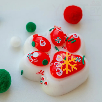 Сквиш антистресс лапка гладкая с шариками Новогодняя