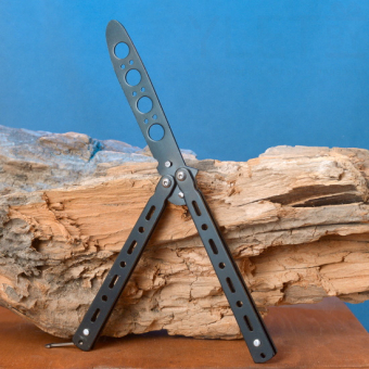 Нож бабочка тренировочный черный Круг с овалом