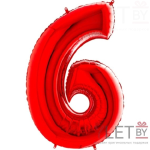 Шар (55х88 см) Цифра, 6, Красный
