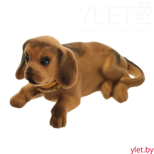 Собака на панель авто, качающая головой, коричневый окрас, 16 х 13 х 8,5