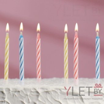 Свечи для торта незадуваемые Спираль, 10 шт
