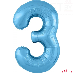 Шар (40''/102 см) Цифра 3 Slim, Голубой