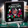 Набор для покера 100 фишек с номиналом жестяная коробка